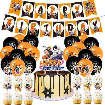 48Pcs Anime Balões Feliz Aniversário Banner Bolo Topper do Chuveiro de Bebê Decoração para uma Festa de Crianças Brinquedos