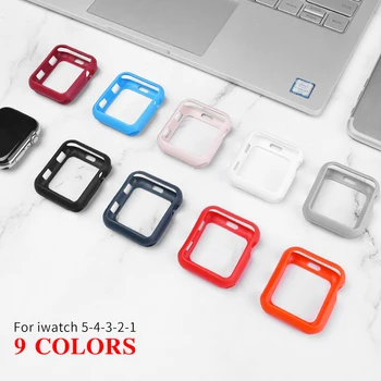 Soft Silicone Case para Apple pulseira 3 2 1series 38MM 42MM Escudo Protetor de pára-choque para iWatch banda 4 5 44MM 40MM acessórios