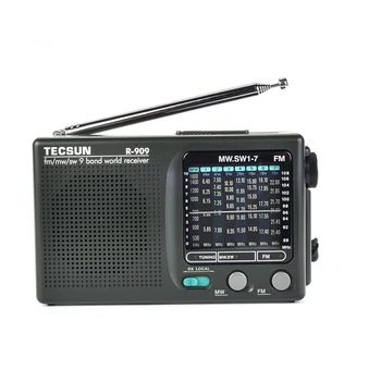 TECSUN R-909 AM/FM/SW Rádio 1-7 9 Bandas do Mundo de Banda do Receptor Portátil Rádio FM: 87.0-108MHz/ŸMW: 525-1610 KHz Retro Bolso Rádio
