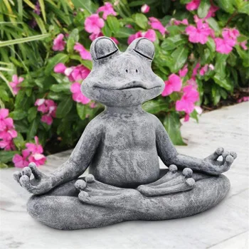 Meditando Sapo Estátua De Meditação Zen Garden Yoga Estatueta Poli Resina Office Quintal Decoração Enfeite De Jardim Terrário Estátua 5