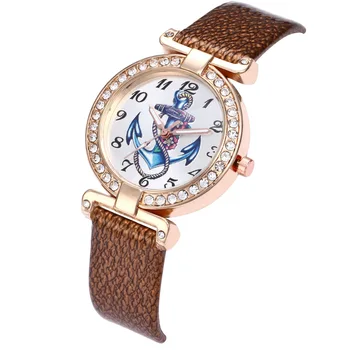 Montre femme Superior de Moda de Luxo para Mulheres Relógios de Diamante da Borda do Barco Ancorar o Design do Relógio Para Mulheres de Vestido Relógio de Quartzo de Pulso