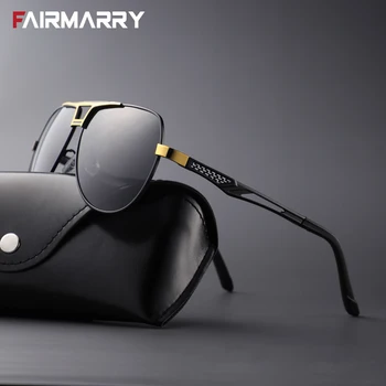 Fairmarry Retro-Piloto de Óculos de sol Polarizados Para os Homens de Retalhos Dupla-viga TAC Lentes de Sol, Óculos de Visão Noturna UV400