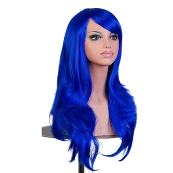 Soowee 70cm Curly Longo Azul Cosplay Peruca Sintética do Cabelo cor-de-Rosa Preto Perucas para as Mulheres Falso Postiços Vermelho Longa Peruca