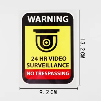 YJZT 9.2 CM X 13,2 CM de Decalque 24 horas de Vigilância de Vídeo do Carro do PVC Autocolante 12C-0763