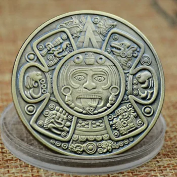 Maia faixa CALENDÁRIO ASTECA moeda comemorativa não monetários, previsão de coleta de dom México profecia Americano Prata coleção