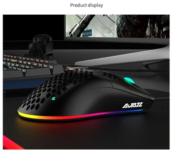 AJAZZ Novo Peso Leve com Fio Mouse 10000DPI 16000DPI Gaming Mouse Oca-out de Design de 7 Teclas Ajustável em 6 DPI Mouses para Notebook