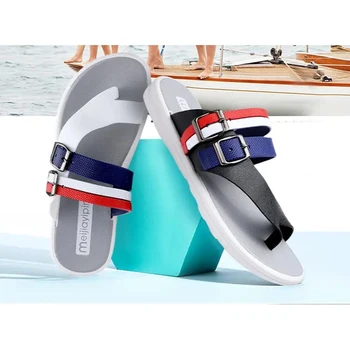 Flip-flops 2021 Verão Chinelos de Mens Sandálias de Praia Confortável e Casual Sapatos de Homens a Moda do Peep Toe Flip-Flops Sandalias Calçado