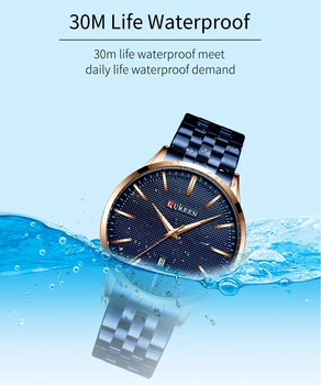 CURREN de Moda, Relógios de Quartzo Homens Novos do Esporte Relógio masculino Faixa de Aço Inoxidável Relógio Masculino Azul relógio de Pulso Causal de Negócios, Relógio