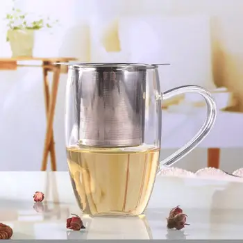 Teaware De Cozinha, Chá de Filtros de Infusor de Chá com Tampa de Folhas Soltas de Chá de Filtro de Aço Inoxidável Vazamento de Chá Na Caneca de Chá de vazamento