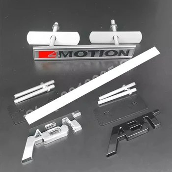 Letras-Emblema para a ABT 4MOTION Carro da Frente da Grelha de Malha Emblema do Tronco Fender Lado do Logotipo Adesivo para Audi VW Grande, Pequeno, Preto Chrome