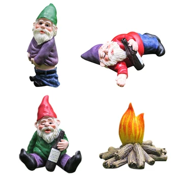 Novo Mini Dwarf, Gnome Estátua Pátio Com Jardim Enfeites De Fadas Em Resina Micro Paisagem Ao Ar Livre Em Miniatura Elf Figuras De Artesanato