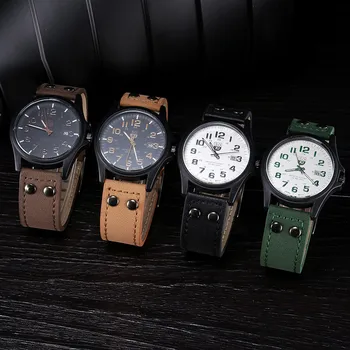 2019 Vintage Clássico Relógio de Homens Relógios de Aço Inoxidável, Impermeável Data Pulseira de Couro do Esporte relógio de Quartzo masculino reloj@8