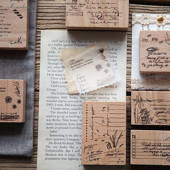 Vintage Manuscrito temperatura de série do carimbo de DIY de madeira, carimbos de borracha para scrapbooking papel de carta scrapbooking padrão de carimbo de
