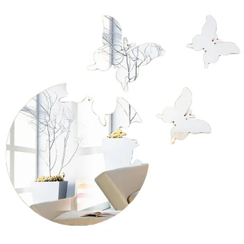 3D Estéreo Espelho Adesivos de Parede Borboleta Decoração de Sala de estar, Quarto, casa de Banho Parede de Acrílico, Decoração Adesivos
