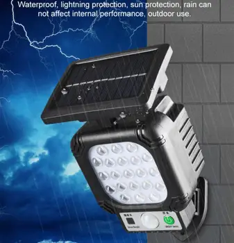 COB LED Luz Solar, Lâmpada de Parede Exterior Impermeável Sensor de Movimento de PIR Parede Sensor de Luz Lâmpadas de Rua para Pátio com Jardim de Iluminação