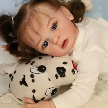 60 CM 3D-Pintar a Pele Macia de Silicone Reborn Baby Doll Brinquedos Para a Menina Como Verdadeiro Pano de Corpo, Cabelo Longo Princesa Criança Irara Bebe
