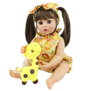 55 cm de Corpo Inteiro de Silicone Renascer Boneca Brinquedo Realista 22inch Vinil Vivo Bebês Vestir a Princesa Criança da Menina de Presente de Aniversário
