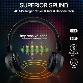 Fones de ouvido Bluetooth Através de Ouvido LED Colorido Design Fones de ouvido sem Fio Dobrável Fones de ouvido Estéreo Bluetooth 5.0