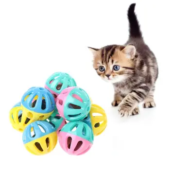 10 Pcs Brinquedo Do Gato Hamster Chinchilas Gatos Cachorro De Plástico Redonda Oca Duas Cores Bell Brinquedos Bola