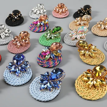Moda de Metal Oval de Vidro Corda de Nylon Trançado de Brincos das Mulheres Criativas Popular Dangle Brincos de Acessórios de Festa