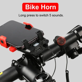 3000mAh Luz de Bicicleta de Chifre de Telefone de Suporte USB Exigível Ciclismo Lanterna de Bicicleta de Montanha do Farol Acessórios da Bicicleta como Banco do Poder