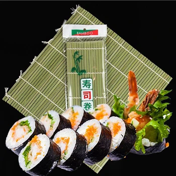 Eco-amigável sushi ferramentas rolo de Bambu Rolando conjunto de Tapetes de Rolo Handmake Bamboo Sushi Esteira de Decisões do Kit -verde