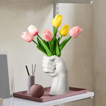 Nordic Criativo Cerâmica Mão Vaso Casa de Artesanato Enfeites Punho Floral Corpo Humano art Secas Vaso de Flor Decoração Sala de estar