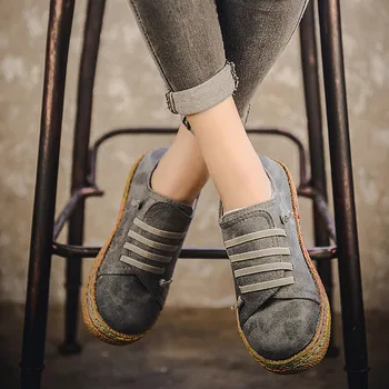 As mulheres Sapatos Sapatos de Dedo do pé Redondo Casual Padrão Senhora Flats Grande Deslizamento Superficial-sobre Sapatos Oxford Sapatos Para Mulheres