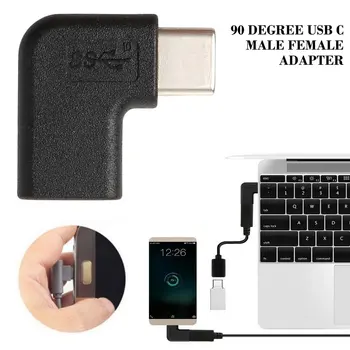 2PCS de 90 Graus Ângulo Direito USB 3.1 Tipo C Macho e Fêmea USB-C Conversor Adaptador para o Telefone Inteligente para Samsung S9 S8 Nota 9
