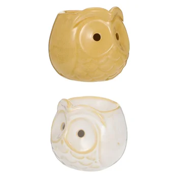 2Pcs de Cerâmica Queimador de Incenso aquecedor a Óleo Coruja em Forma de Aroma Gravador de Suporte de Vela