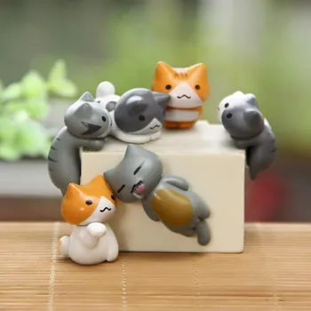 6pcs/conjunto de desenhos animados do Gato Gatinho Modelo de Pequena Estátua de Carro Estatueta de Artesanato Jardim encantado Figura Ornamento Miniaturas DIY Decoração de Bolo #