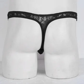 Homens do G-string T-back Shorts Homens Underwear Homens Elegante Laço Padrão Mens Tangas E G Cadeias Gay Cueca Cueca Masculina 1pc