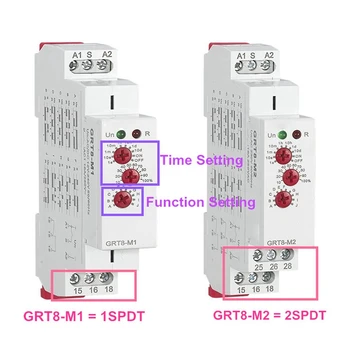 GRT8-M2 16A Multifunções Relé Temporizador com 10 Opções de Função ACDC12-240V Relé do Tempo