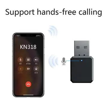 1pc KN318 Bluetooth 5.1 Receptor de Áudio Saída Dupla AUX Estéreo USB Carro de Chamada Mãos livres Bluetooth Áudio 5.1 Adaptador Receptor