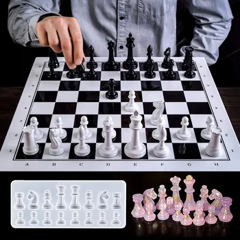Tabuleiro de xadrez Molde de Silicone DIY de Cristal Epóxi, Silicone Tabuleiro de xadrez Molde de Artesanato