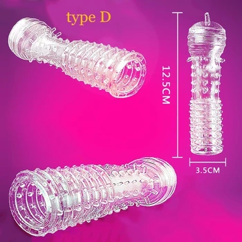 5Pcs Reutilizáveis Preservativos Masculinos de Extensão de Pénis Mangas de Esperma Bloqueio de Pau Anel Vibrador Cobrir os Brinquedos Sexuais Para os Homens retardar a Ejaculação