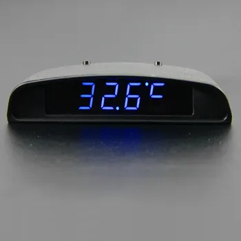 Auto Estofos Aparência 3 Em 1 Carro, Relógio Theromometer E Tensão De Exibição Do Monitor De Tempo De Data De Tensão De Temperatura