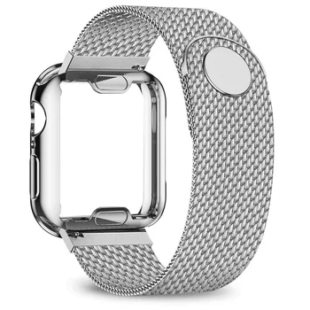Cinta Para Apple faixa de Relógio de 40mm 44mm 38mm 42mm Banhado case+correia do Metal de aço inoxidável, bracelete de iWatch 5 4 3 2 SE 6
