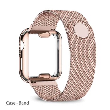 Cinta Para Apple faixa de Relógio de 40mm 44mm 38mm 42mm Banhado case+correia do Metal de aço inoxidável, bracelete de iWatch 5 4 3 2 SE 6