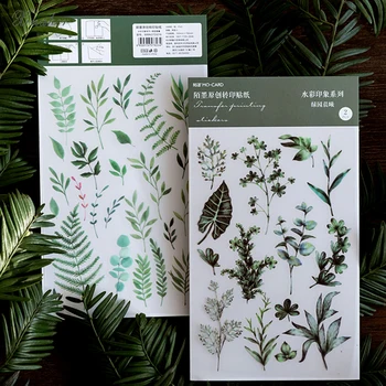 2 folhas de Vintage plantas da Floresta flor de viagem PVC autocolante pacote de DIY diário Diário decoração sticker album scrapbooking