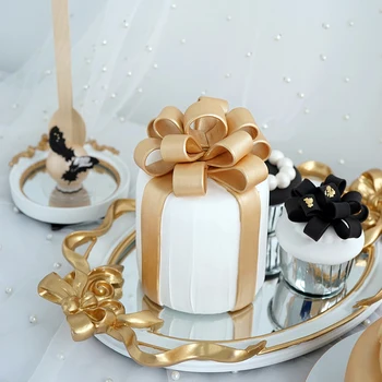 SWEETGO Artificial bolo de barro sobremesa modelo de champagne, ouro de 4 polegadas falso macaroon torre de decoração para casa vitrine de fotografia