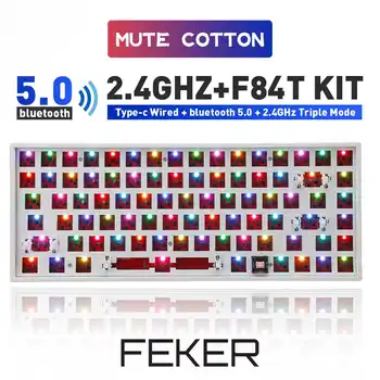 FEKER 84 Teclas Hotswap DIY de Teclado Personalizados Kit Triplo Modo bluetooth 2.4 Ghz NKRO Retroiluminado Mudo de Algodão Teclado Mecânico Kit