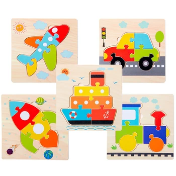 De madeira, Quebra-cabeça, Brinquedos Educativos Para Crianças de quebra-Cabeças Para Crianças de 2 a 4 Anos dos desenhos animados de Animais Quebra-cabeça 3D Montessori Brinquedos