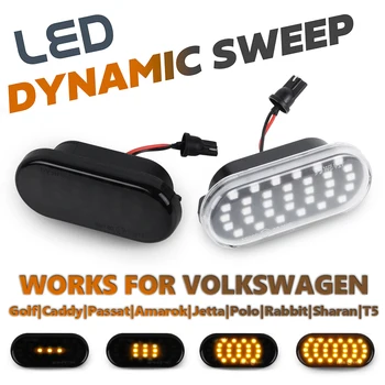 2Pcs de LED Dinâmica Lateral Sinal de Luz, Lâmpadas Indicadoras Para VW T5 Até Caddy de Golfe 3 4 Passat Amarok Lupo Polo Besouro Fox Sharan