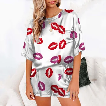 2021 Verão de Cetim Pijama Conjunto de Mulheres Pijamas Sala de Vestir para as Mulheres Soltas de Seda do Pijama em Casa se ajustar Mais o Tamanho XXXL