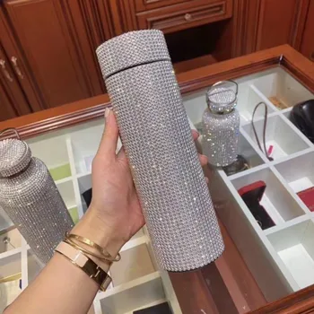 500ML de Diamante Balão de Vácuo garrafa Térmica-Garrafa de Água de Aço Inoxidável Smart Display de Temperatura Caneca de Presente Isolado de Garrafa de Caneca de Café