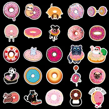 10/50Pcs Donuts Alimentos Adesivos de PVC Impermeável Decalques para o Portátil Copo de Água Telefone Portátil Mala Animal Bonito Adesivo Clássico Brinquedo