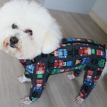 Cão De Estimação Macacão Fina Impresso Macacão Roupas De Cachorro Em Algodão Proteger A Barriga Elástico Pijama Para Pequenos Cães Poodle Casa Desgaste