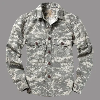 Homens Exterior Camuflagem Militar Camisa De Uniforme Respirável E Resistente Ao Desgaste Carga De Algodão Camisa De Escalada Seminário De Líderes De Caça Do Exército Tops
