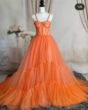 Vintage Laranja Vestidos de Baile 